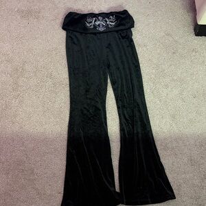 ROMWE Y2K Black Flare Embellished Women's Pants